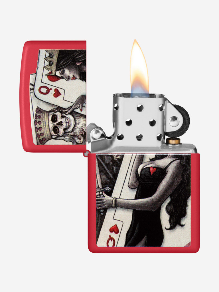 Зажигалка Zippo Skull King Queen Beauty Red Matte