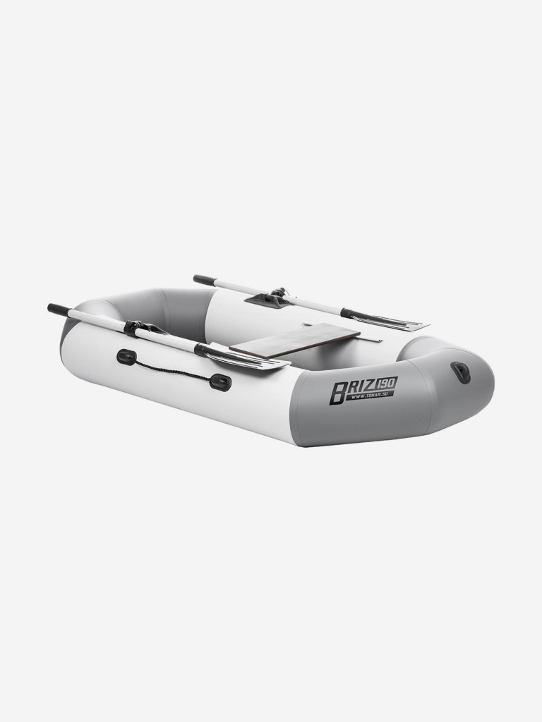 Лодка надувная для рыбалки Тонар Бриз 190 с веслами бело/серый