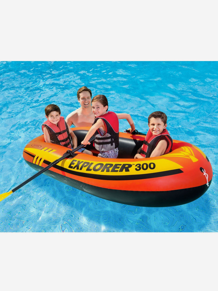 Лодка надувная Intex 58332 EXPLORER 300 SET, 3-мест.+ ручной насос, пластиковые весла