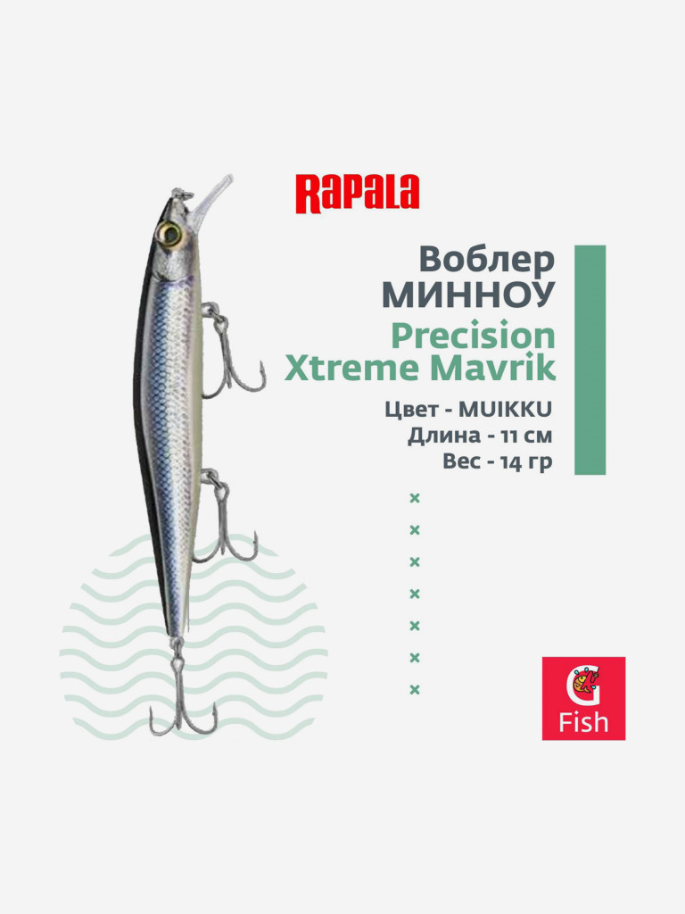 Воблер RAPALA Precision Xtreme Mavrik 110, MUIKKU, суспендер, 1,5-1,9м, 11см, 14гр