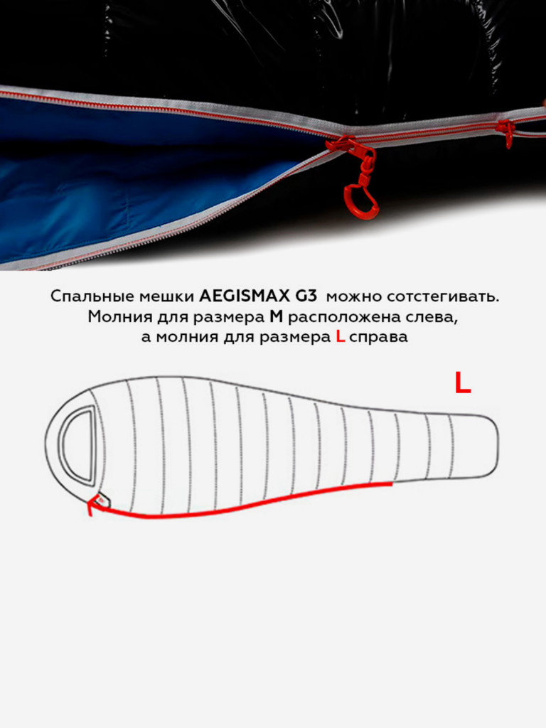 Спальный мешок AEGISMAX G3, пуховый, -15, размер L, черный