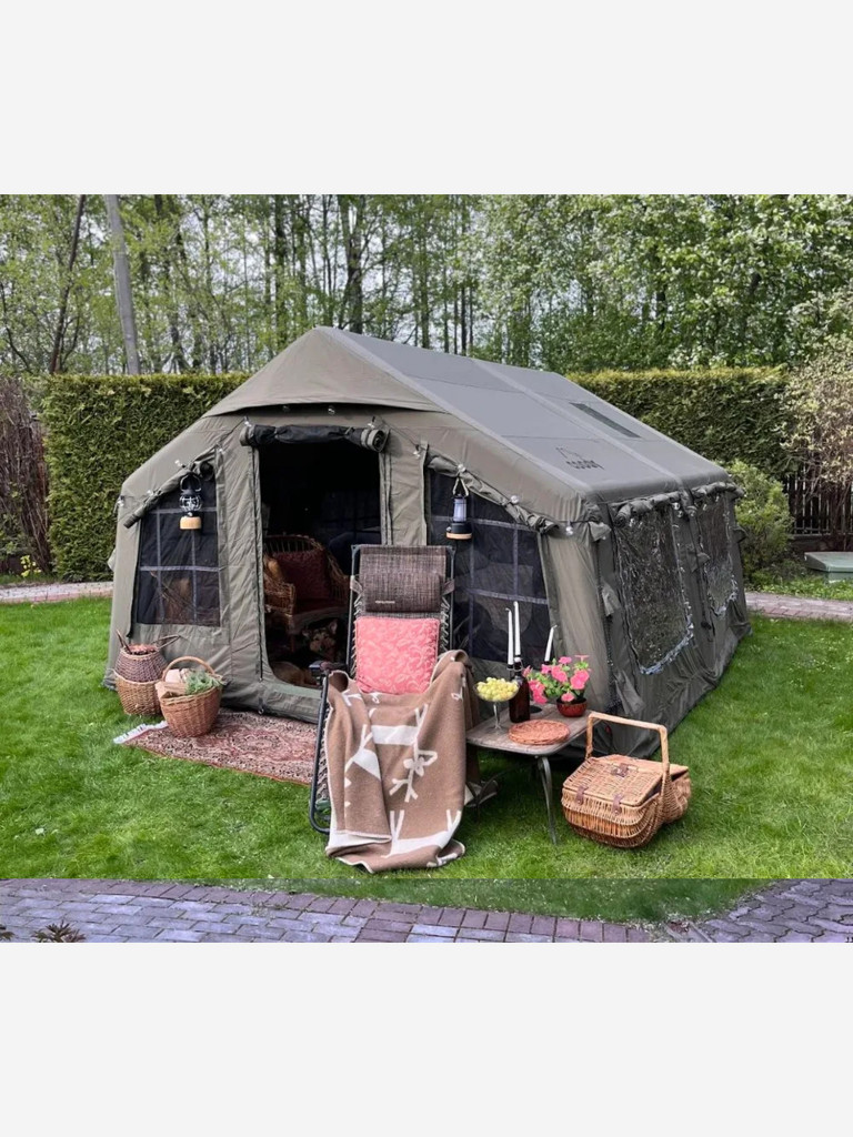 Надувная палатка Coody 13.68 Pro Army Green, 5–7 человек, 13.6 м², модульная система HUB