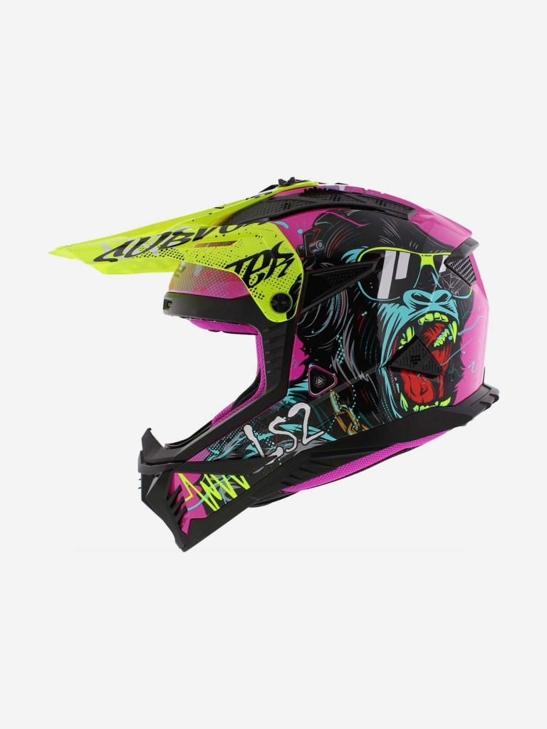 Мотошлем LS2 MX708 FAST II GORILLA (фиолетово-желтый глянцевый, Gloss Purple H-V Yellow)