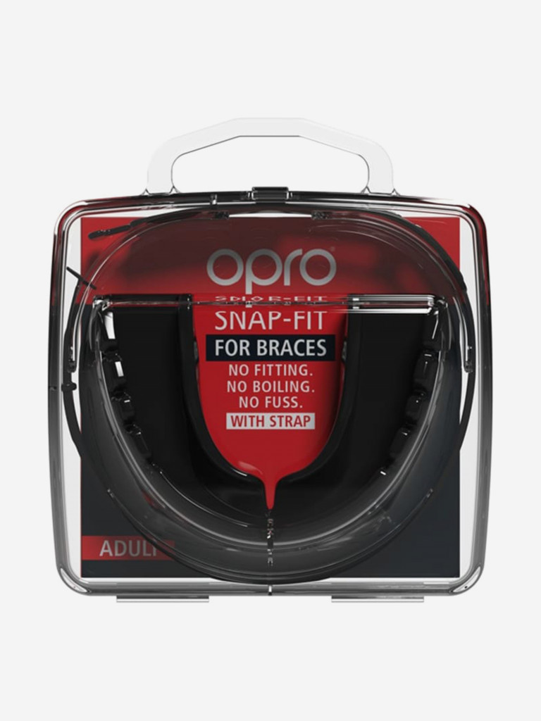 Боксерская капа для брекетов взрослая, однослойная, защитная для зубов OPRO Snap-Fit Braces - Black