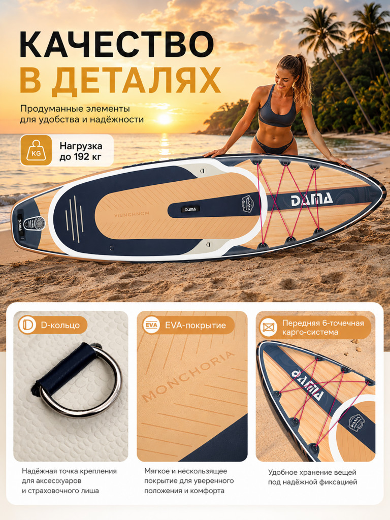 Сапборд двухслойный DAMA MONCHORIA Yellow 335 см