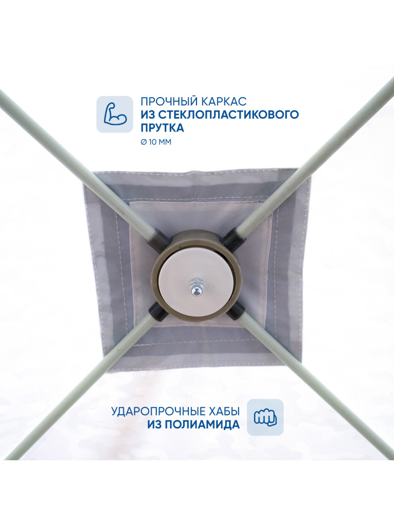 Палатка зимняя куб Следопыт 2,1 х2,1 м,Oxford 210D PU 1000, S по полу 4,4 кв.м, цвет синий, белый.