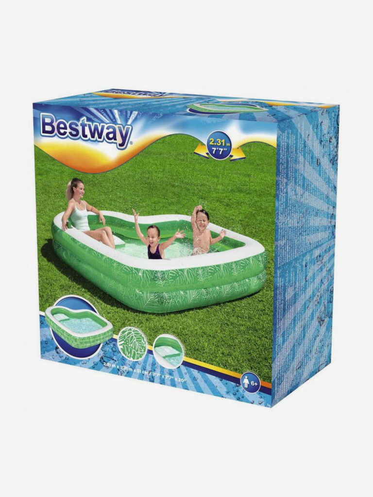 Детский надувной бассейн Bestway 54336 "Тропический Рай" (231х231х51см) 6+