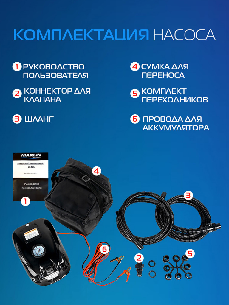 Электрический насос Marlin GP-80S для лодок пвх, сапбордов, матрасов, бассейнов