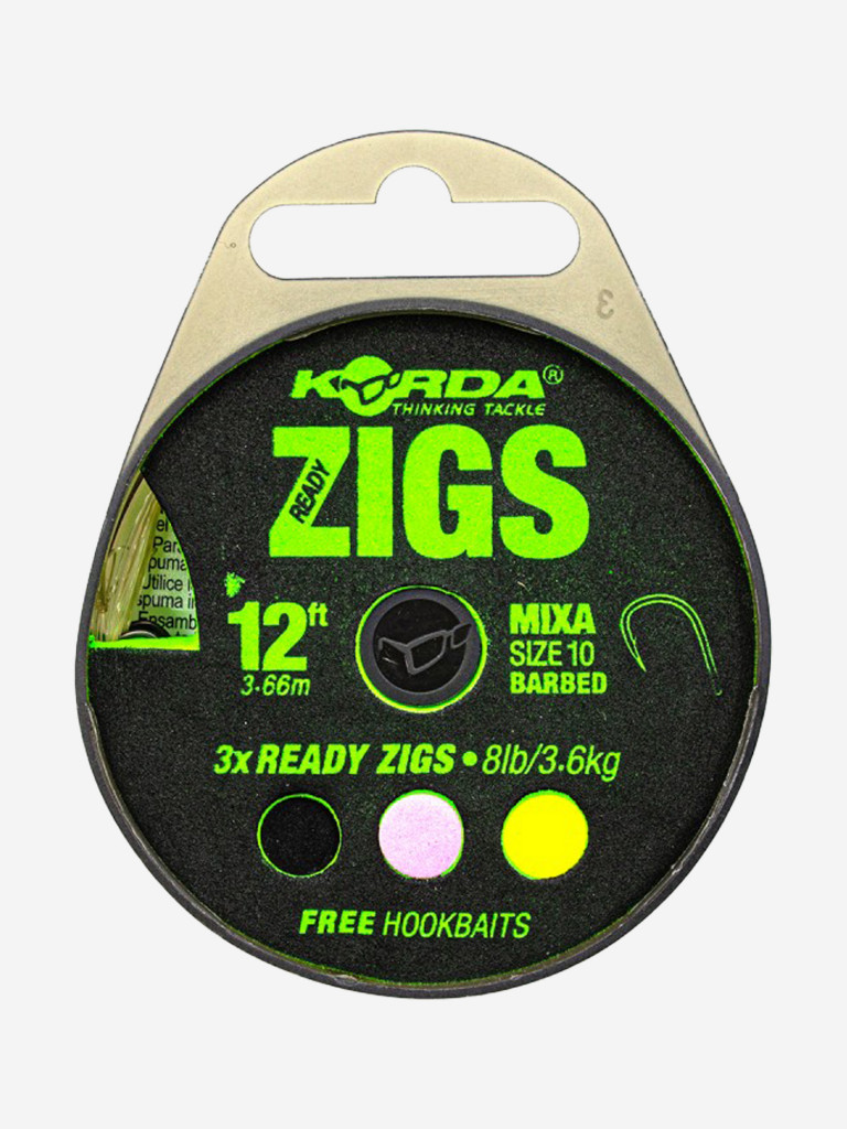 Поводок готовый KORDA Ready Zigs 12' 360см №10 3шт