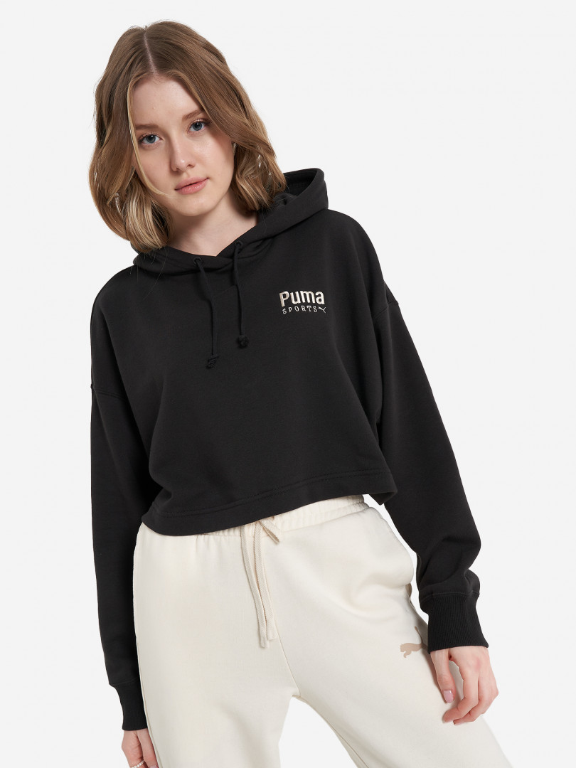 фото Худи женская puma team oversized, черный