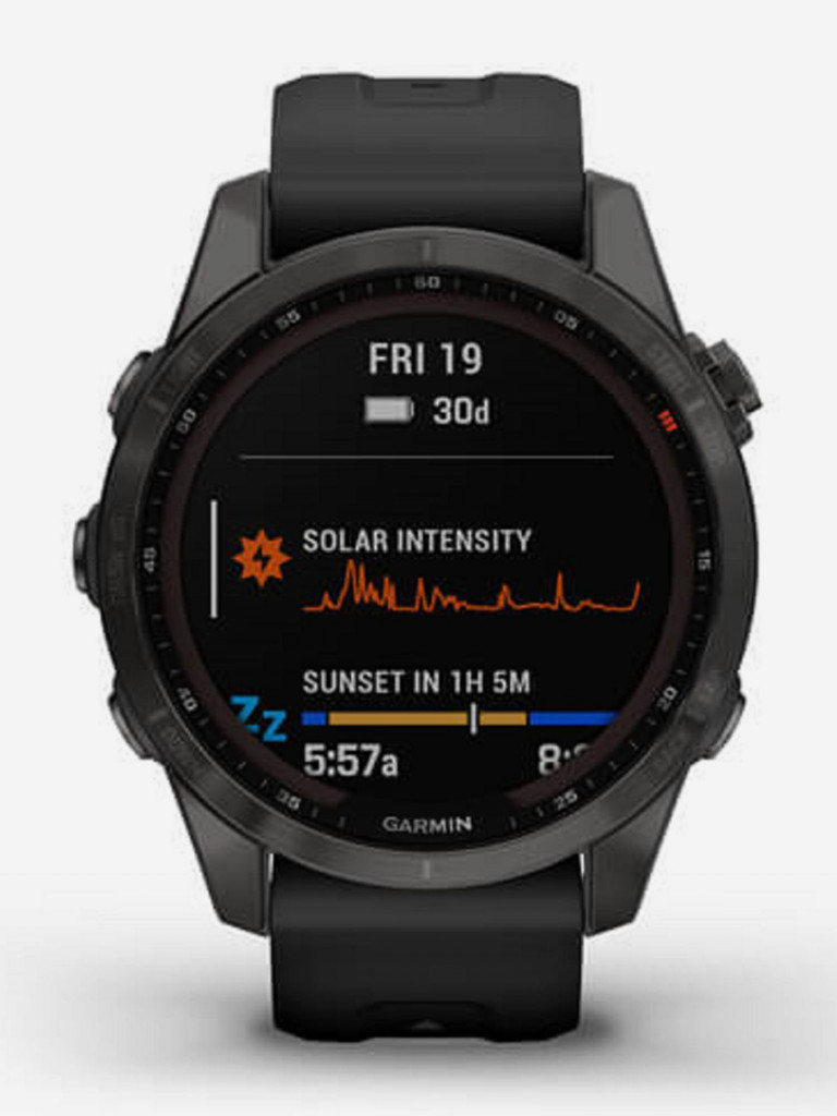 Часы Garmin Fenix 7S Sapphire Solar, титановый угольно-серый, сапфировое стекло Power Sapphire с технологией солнечной зарядки 010-02539-25