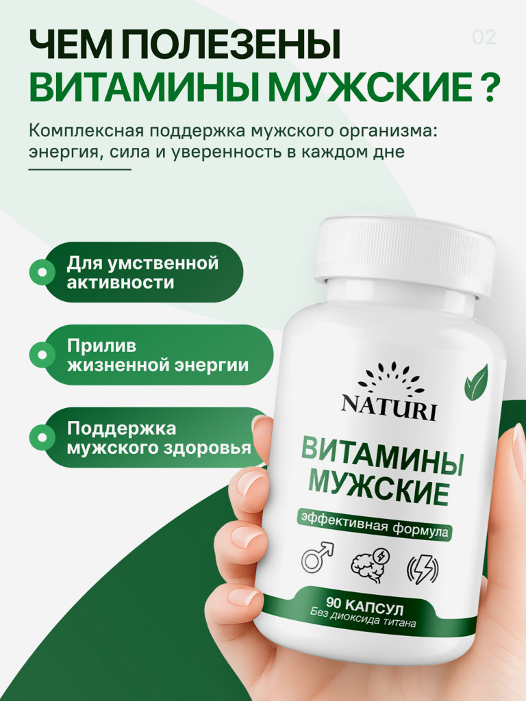 Витамины Мужские Форте NATURI, 90 капсул