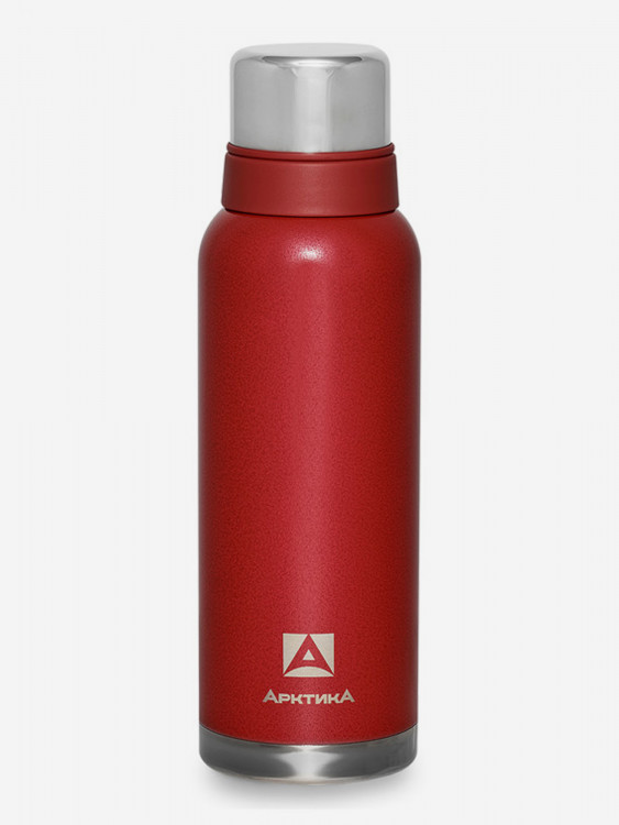 Термос с узким горлом и глухой пробкой, 2 накручивающиеся чашки в комплекте. Молотковая эмаль на корпусе дополнительно защищает термос от сколов и царапин. Объем 1,2 л.