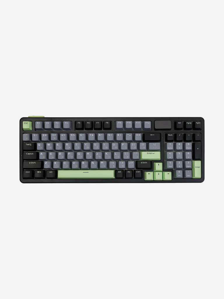 RAPOO Игровая механическая клавиатура проводная/беспроводная V700DIY-98, цвет: чер/сер/зел (10370)