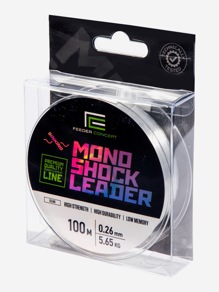 Леска рыболовная Feeder Concept MONO SHOCK LEADER Clear монофильная прозрачная длина 100 м, диаметр 0,26 мм