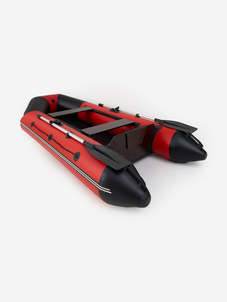 Лодка ПВХ надувная под мотор Yukona 280 TLЛЮКС двухместная для рыбалки с жестким дном. красно-черная