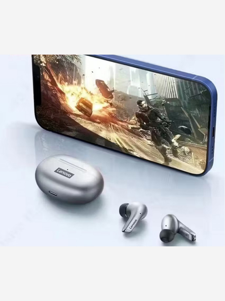 Беспроводная Bluetooth-гарнитура Lenovo LP5 Спортивная игровая гарнитура TWS Bluetooth 5.0 с микрофоном серые