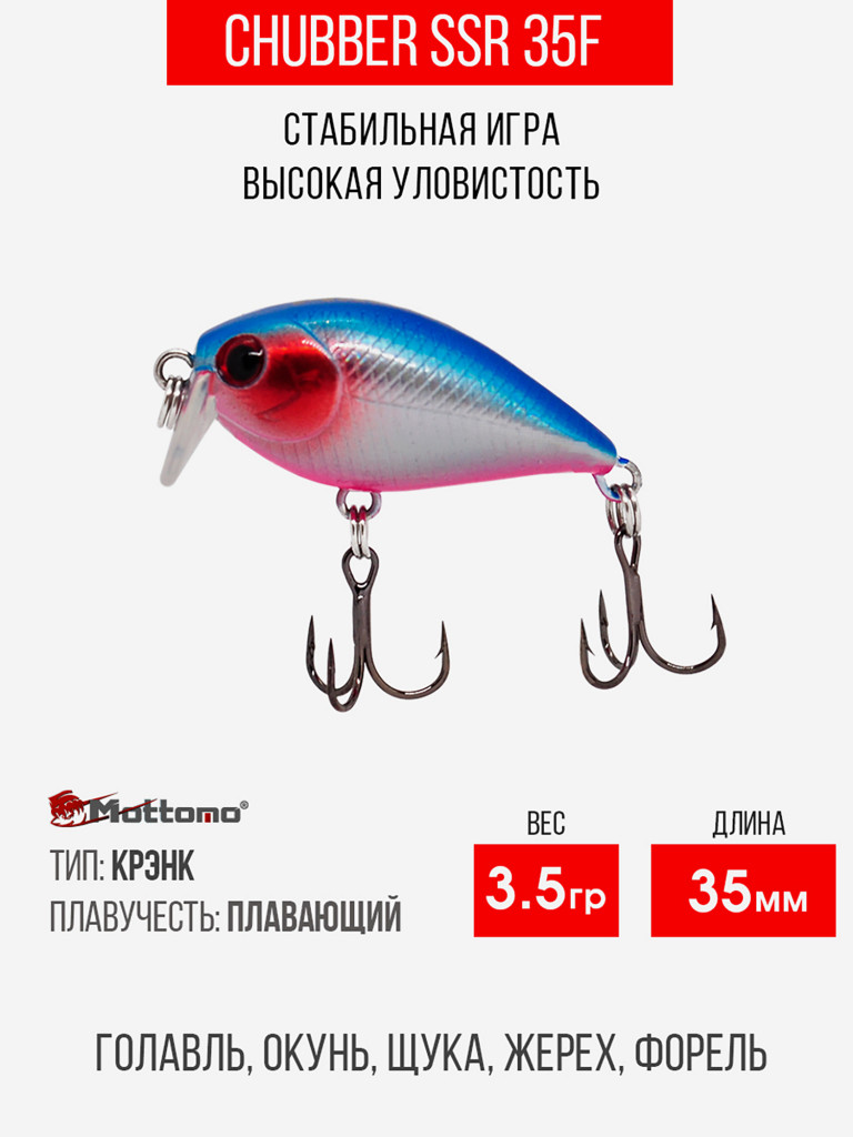 Воблер Mottomo Chubber SSR 35F 3,5g Red Blue