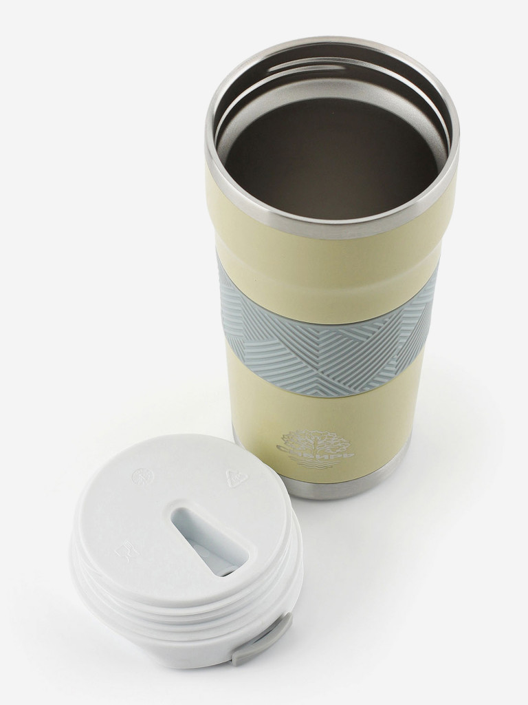 Термокружка женская 0,5л стальная СИБИРЬ "Песчаные дюны" с силиконовой вставкой серый