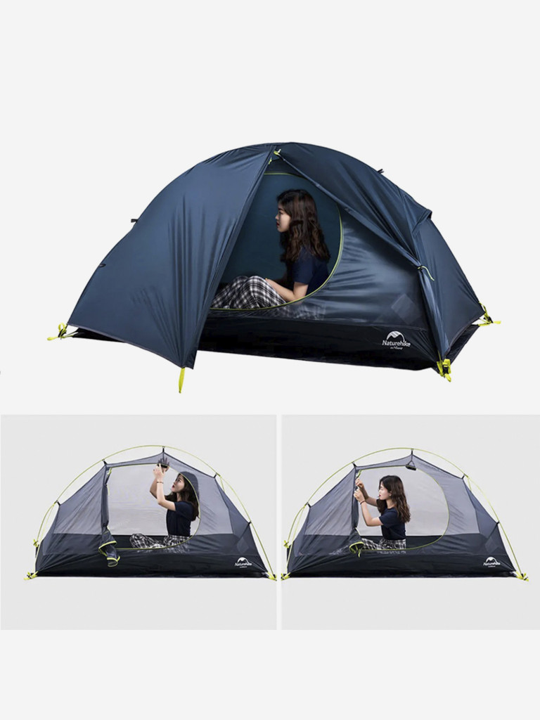 Палатка 1-местная Naturehike Spider 1 Cycling, нейлон 20 D, футпринт, синяя