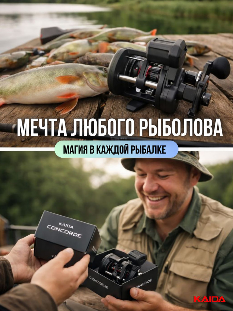 Катушка мультипликаторная KAIDA СONCORDE CC100RC правая со счетчиком