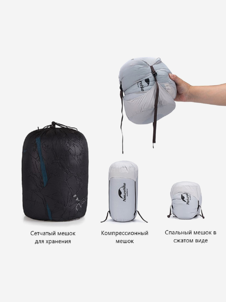 Мешок спальный Naturehike CW400 NH18C400-D с гусиным пухом М черный