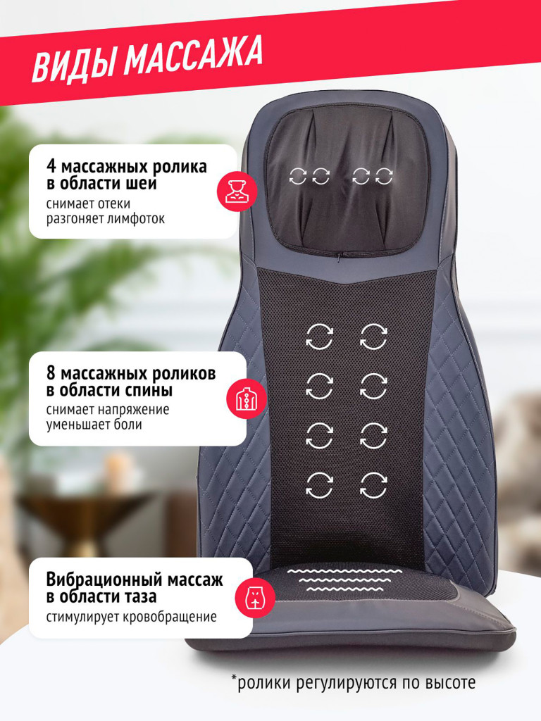 Массажная накидка на кресло и на сиденье автомобиля Begibey RelaxPlace 2.0