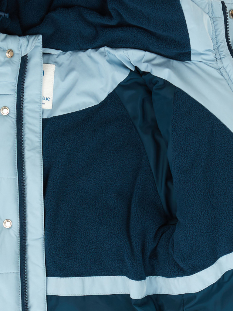 Куртка зимняя водоотталкивающая с капюшоном и манжетами голубая для мальчика Button Blue