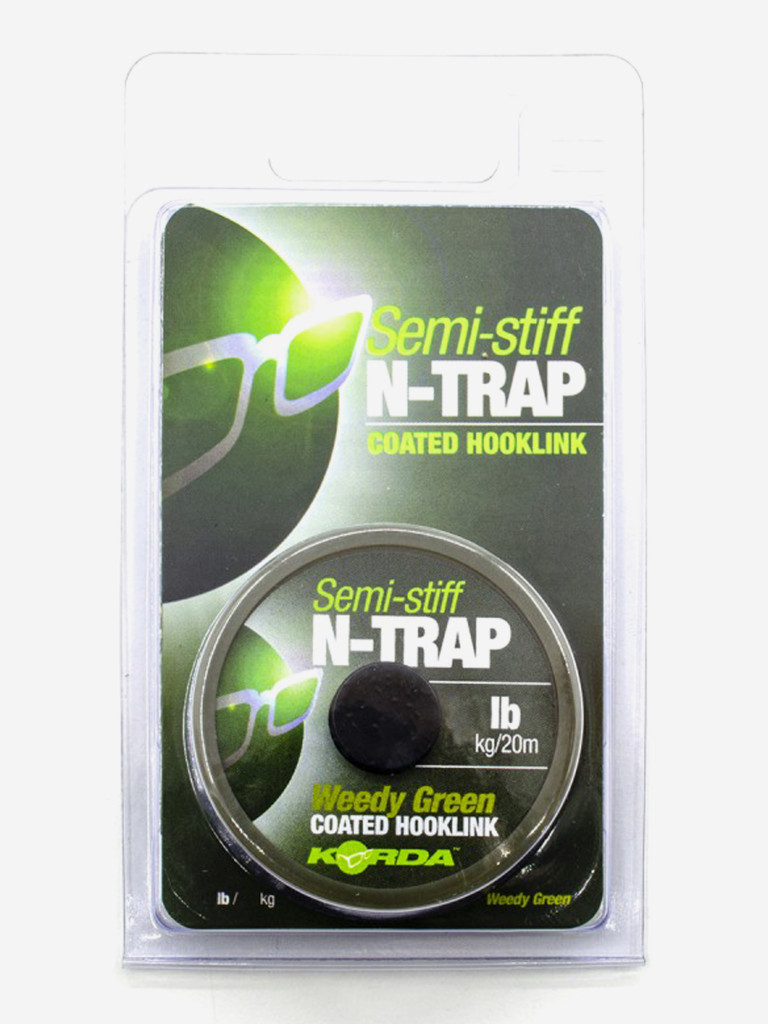 Поводковый материал KORDA N-Trap Semi-stiff 20lb Weedy Green