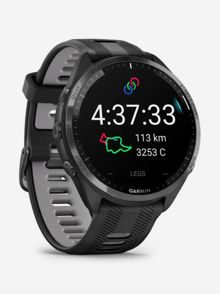 Часы Garmin FORERUNNER 965 черные, темно-серый DLC титановый безель, с черным ремешком 010-02809-10
