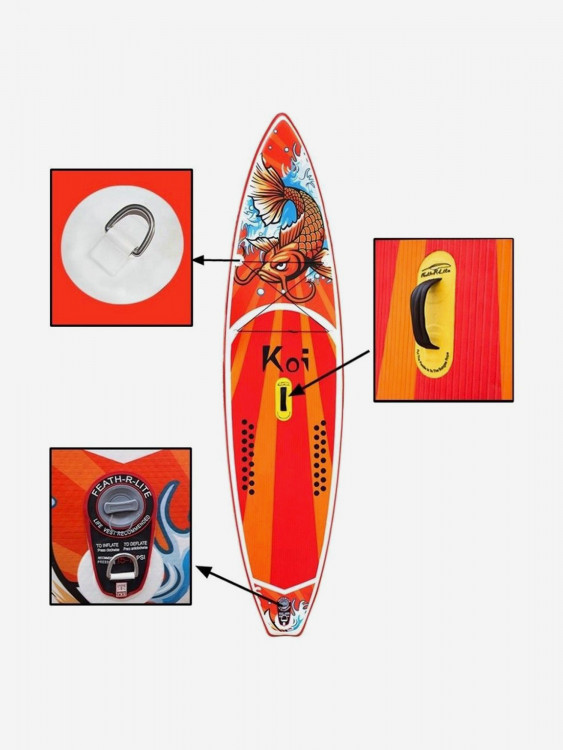 Надувная SUP доска Terbo KOI 11'6 (красный Сап Рыба дракон) для прогулок по воде