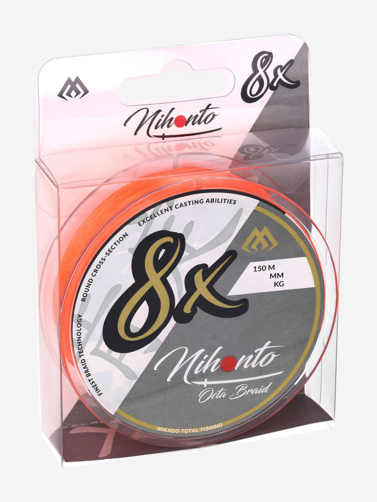 Плетеный шнур Mikado NIHONTO OCTA BRAID 0,12 orange (150 м) - 8.90 кг.