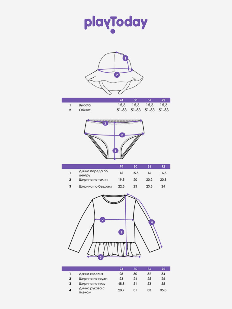 Комплект для девочки: плавательный костюм, панама PlayToday