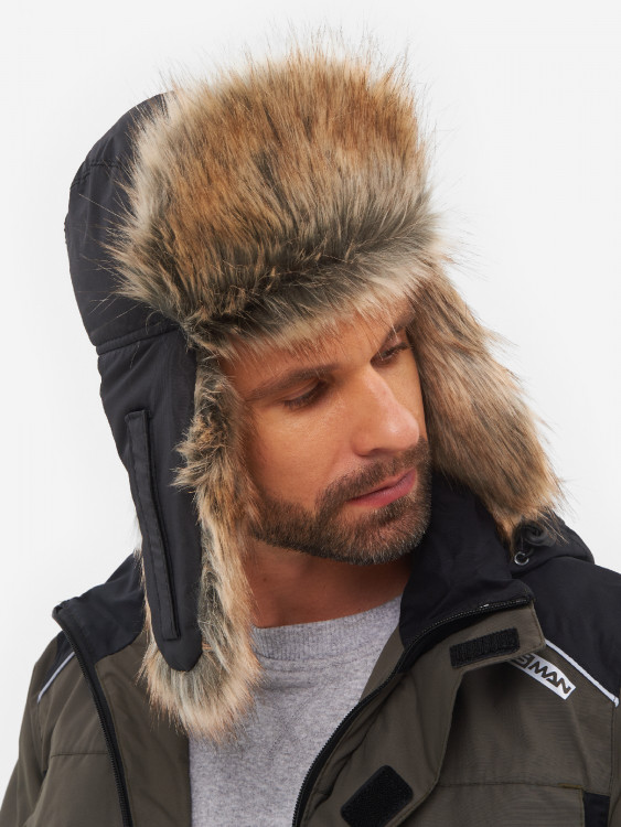 Шапка-ушанка мужская зимняя меховая с маской Huntsman Евро Енот