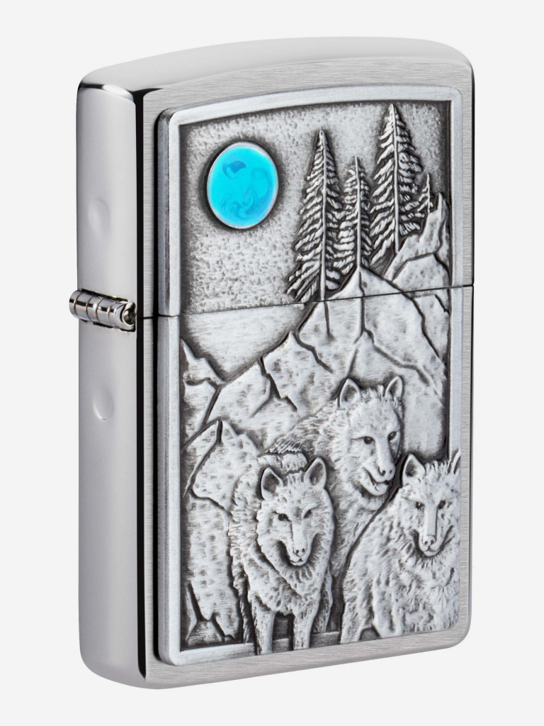 Зажигалка бензиновая ZIPPO 49295 Wolf Pack and Moon Emblem