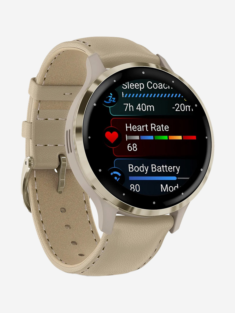 Спортивные часы Garmin Venu 3S Gray Soft Gold Leather