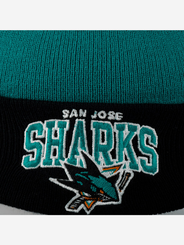 Шапка с отворотом MITCHELL NESS EU349-ARCHED-TEAL San Jose Sharks NHL