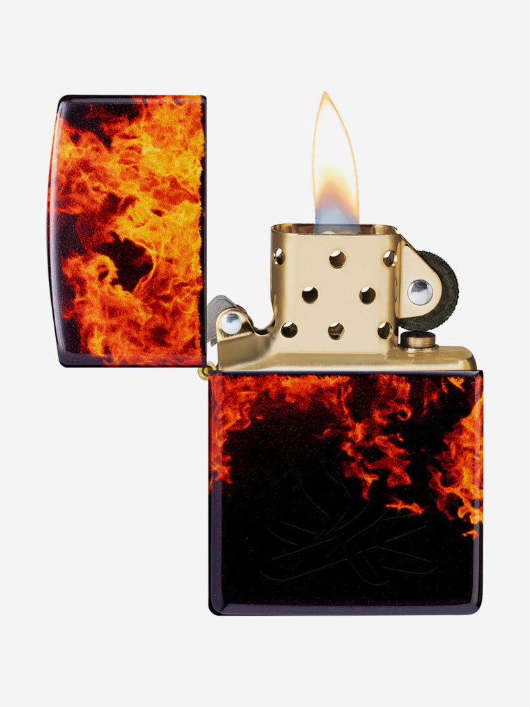 Зажигалка бензиновая ветроустойчивая Zippo Fusion Inferno Design 540 Tumbled Brass