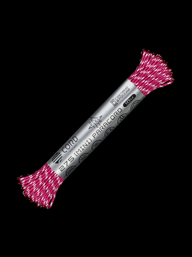 Паракорд 275 (мини) CORD nylon 10м RUS световозвращающий (flamingo)