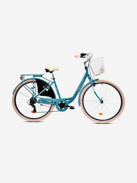 Велосипед CAPRIOLO CITY DIANA ALU (1 X 7), рама алюминий 18'', колёса 28'' (изумрудно-бирюзовый (матовый) - белый)