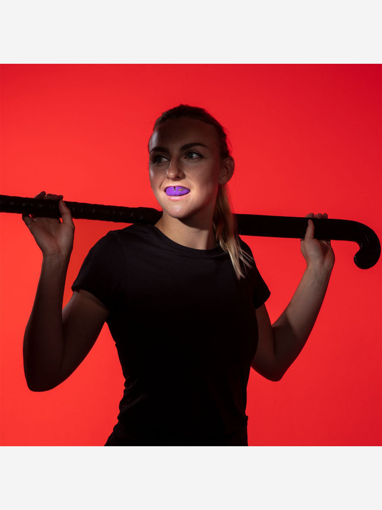 Боксерская капа взрослая, спортивная, защитная для зубов OPRO Self-Fit Gold - Purple/Pearl