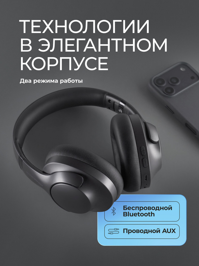 Беспроводные накладные наушники Stereo Ultra, bluetooth 5.4, шумоподавление ANC/ENC, 500мАч