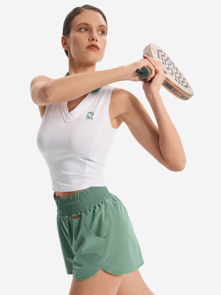 Поло женское RAQUETA SPORT без рукавов Spotlight, White and Green
