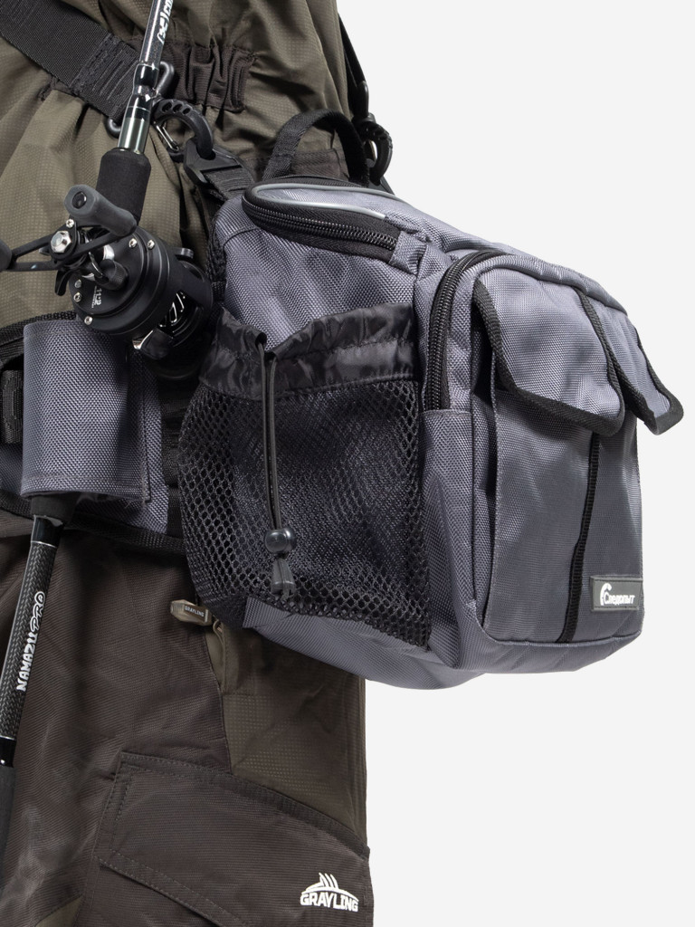 Сумка рыболовная Следопыт Fishing Hip Bag T2, 27х23х17 см, цвет серый.