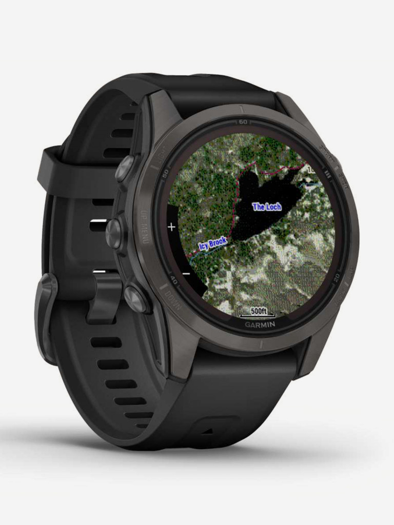 Спортивные часы Garmin FENIX 7S PRO Sapphire Solar титановый угольно-серый DLC с силиконовым ремешком