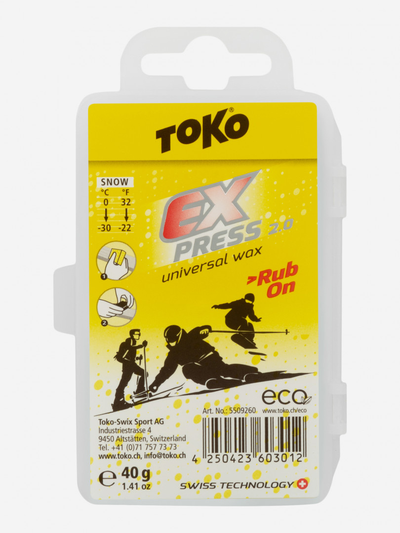 фото Мазь скольжения toko express rub-on 40 г 0 °c — -30 °c, желтый