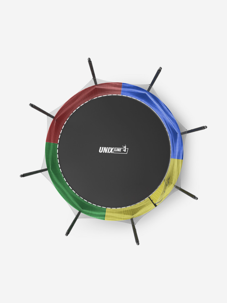 Батут каркасный UNIX Line Simple 12 ft Color с внутренней защитной сеткой, общий диаметр 366 см, до 150 кг, большой, детский батут для улицы UNIXLINE