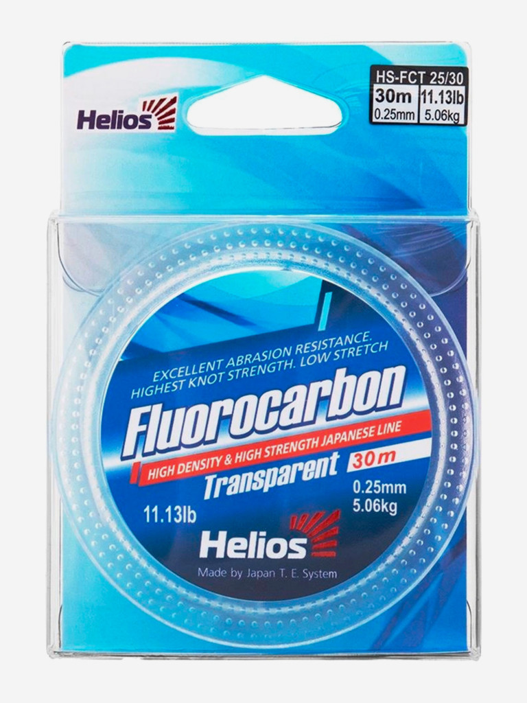Леска для рыбалки Helios FLUOROCARBON 0,25мм, 30м, 5,06кг, прозрачный