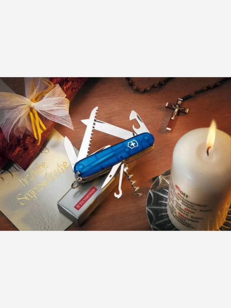 Складной нож Victorinox Huntsman, синий полупрозрачный, 1.3713.t2
