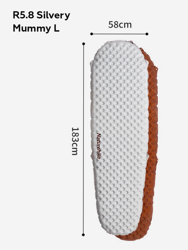Коврик надувной Naturehike R5.8 Mummy Silvery L
